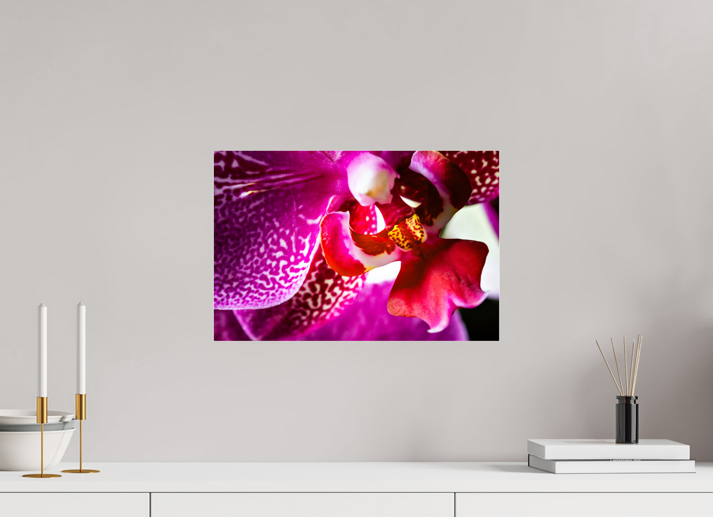 45 x 30 cm, Glänzender Foto-Abzug Acrylglas DORITAENOPSIS_BURGUNDY_02