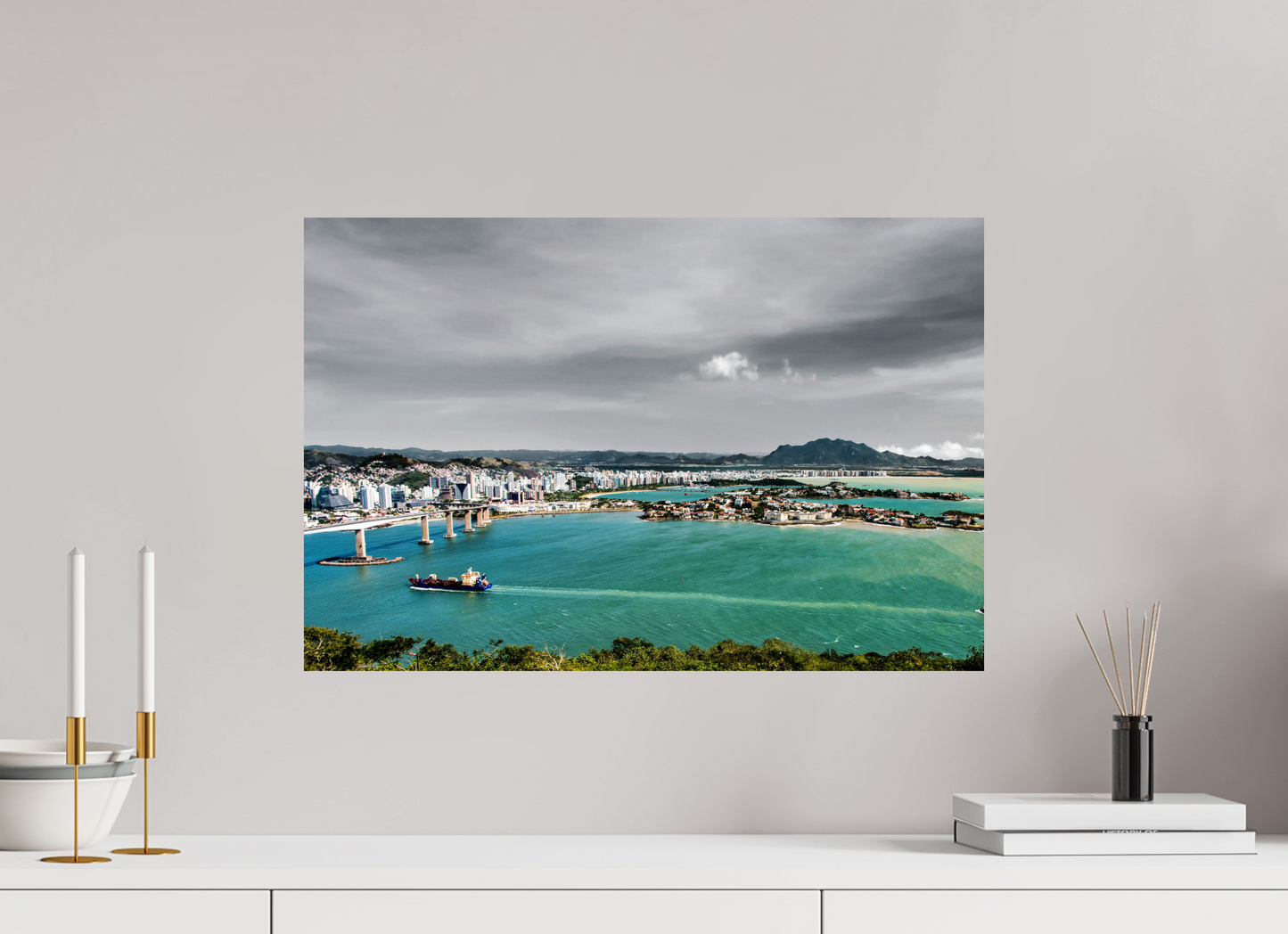 60 x 40 cm, Fine Art Print auf Alu-Dibond ohne Aufhang Morro do Moreno - Vitória - ES