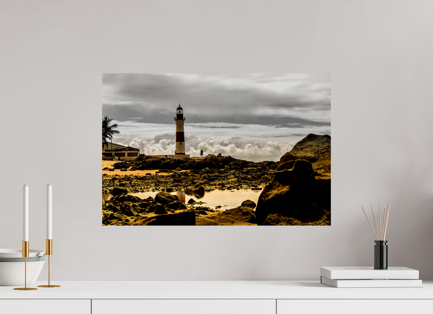 60 x 40 cm, Fine Art Print auf Alu-Dibond ohne Aufhang Farol de Itapoã - Salvador - BA