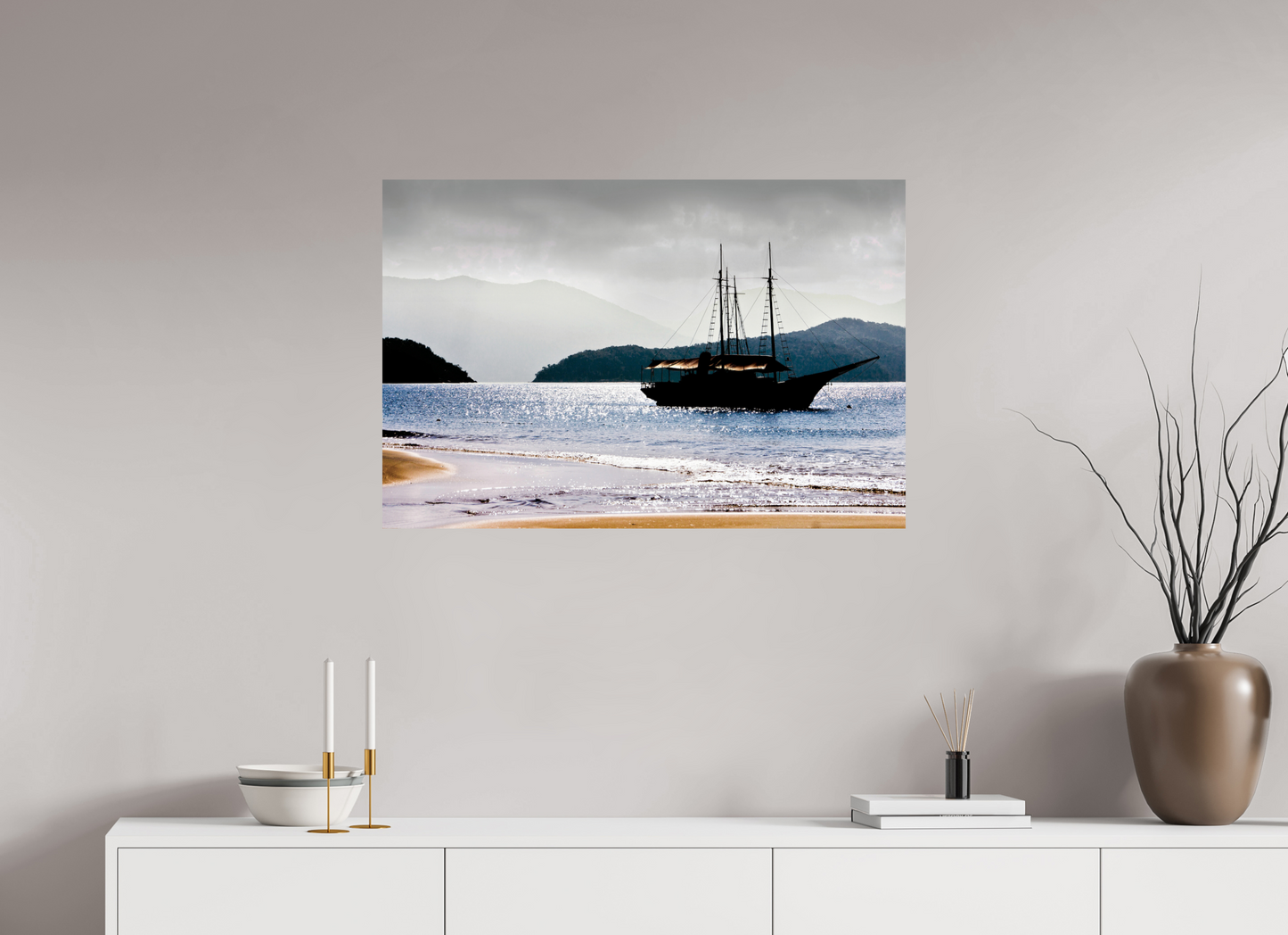 90 x 60 cm, Fine Art Print auf Alu-Dibond ohne Aufhang Ilha dos Porcos - Ubatuba - SP