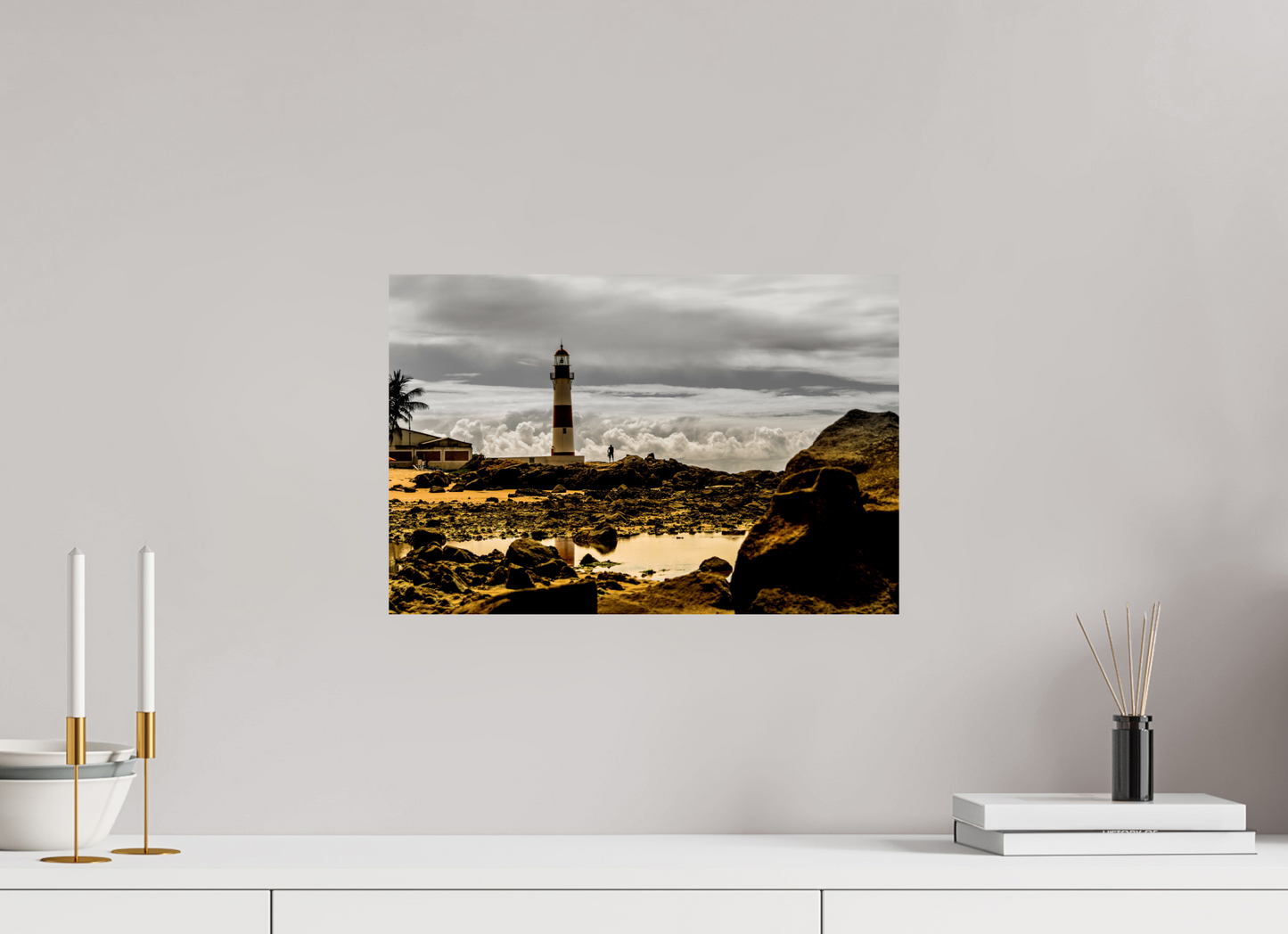 45 x 30 cm, Fine Art Print auf Alu-Dibond ohne Aufhang Farol de Itapoã - Salvador - BA
