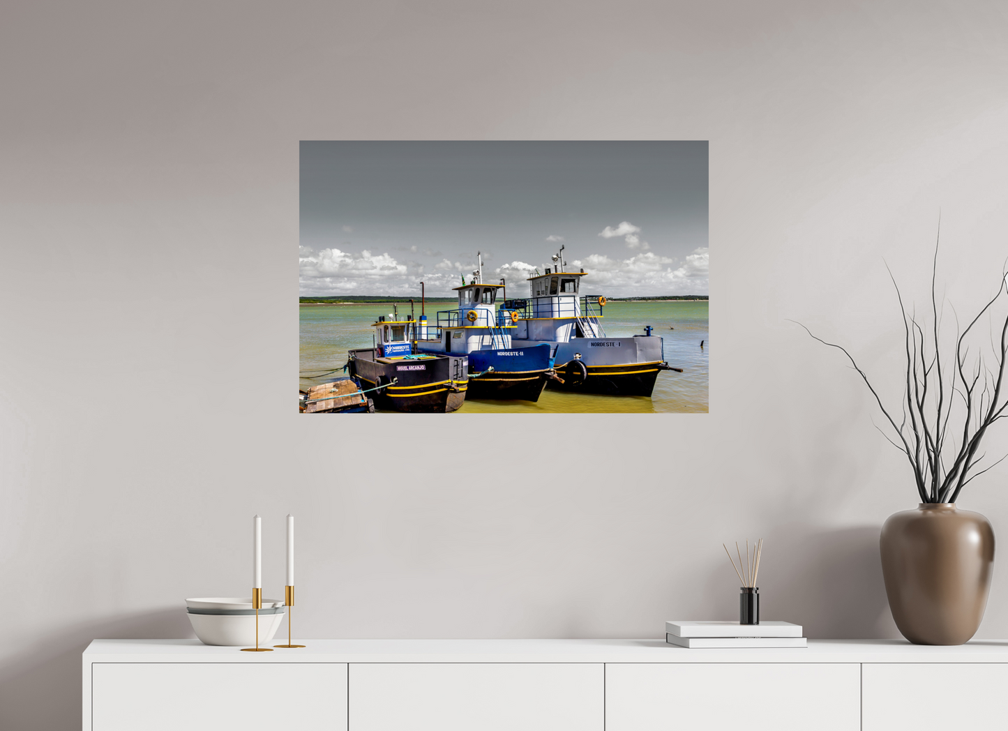 90 x 60 cm, Fine Art Print auf Alu-Dibond ohne Aufhang Rio Paraíba - Cabedelo - PB