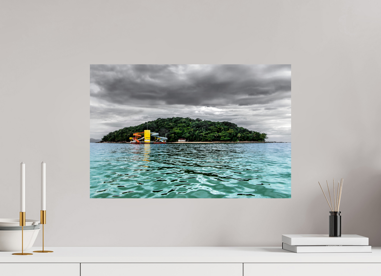 60 x 40 cm, Fine Art Print auf Alu-Dibond ohne Aufhang lha de Maranduba - Ubatuba - SP