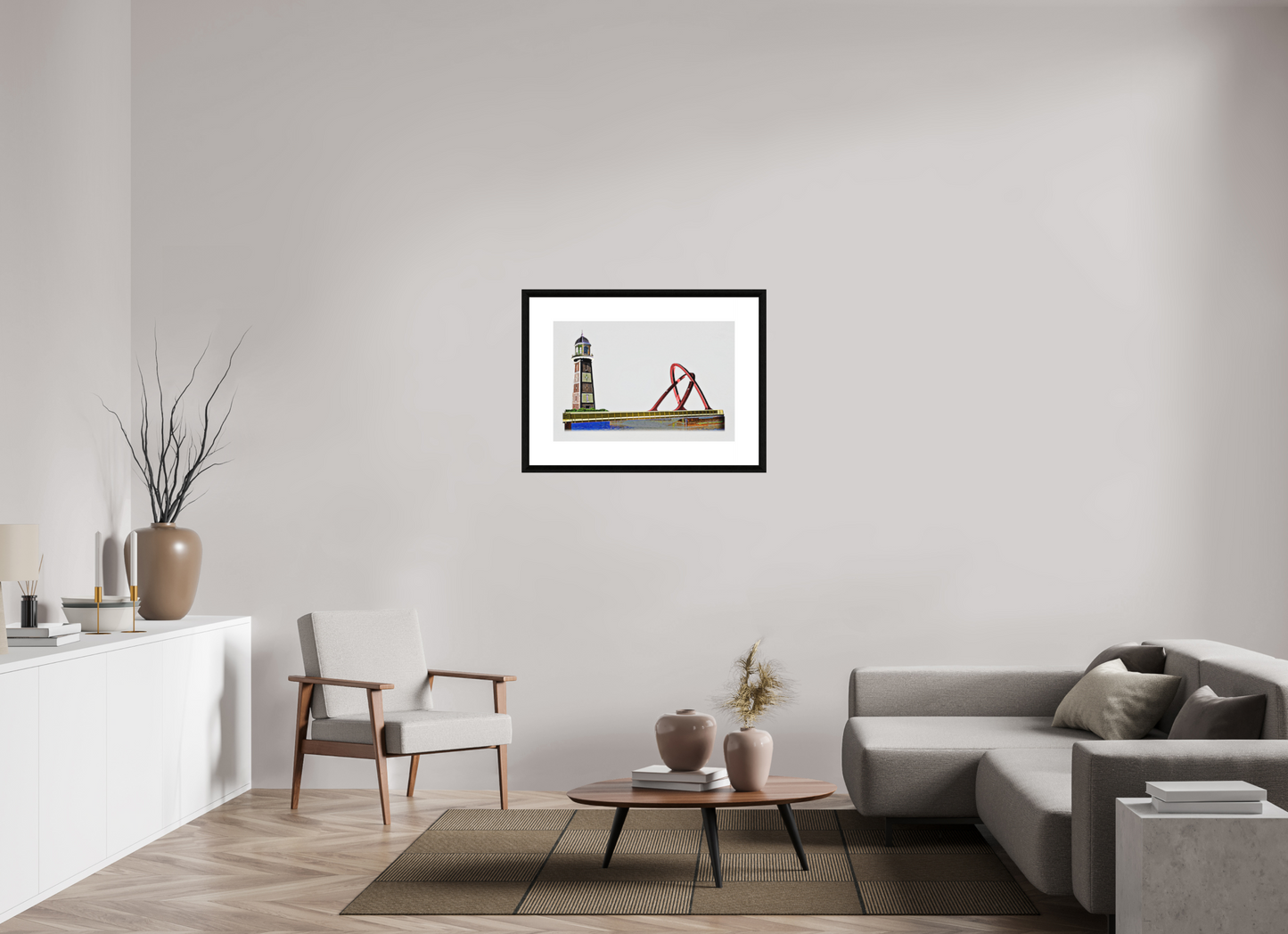 75 x 50 cm, Le Havre _ Framed _Passepartout_Photo Silk Baryta Hahnemuehle New_Bridge_Old_lighthouse