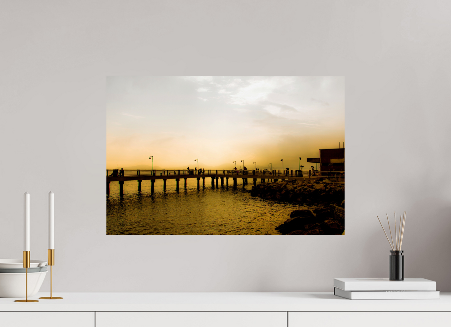 60 x 40 cm, Fine Art Print auf Alu-Dibond ohne Aufhang Deck do Pescador - Santos - SP