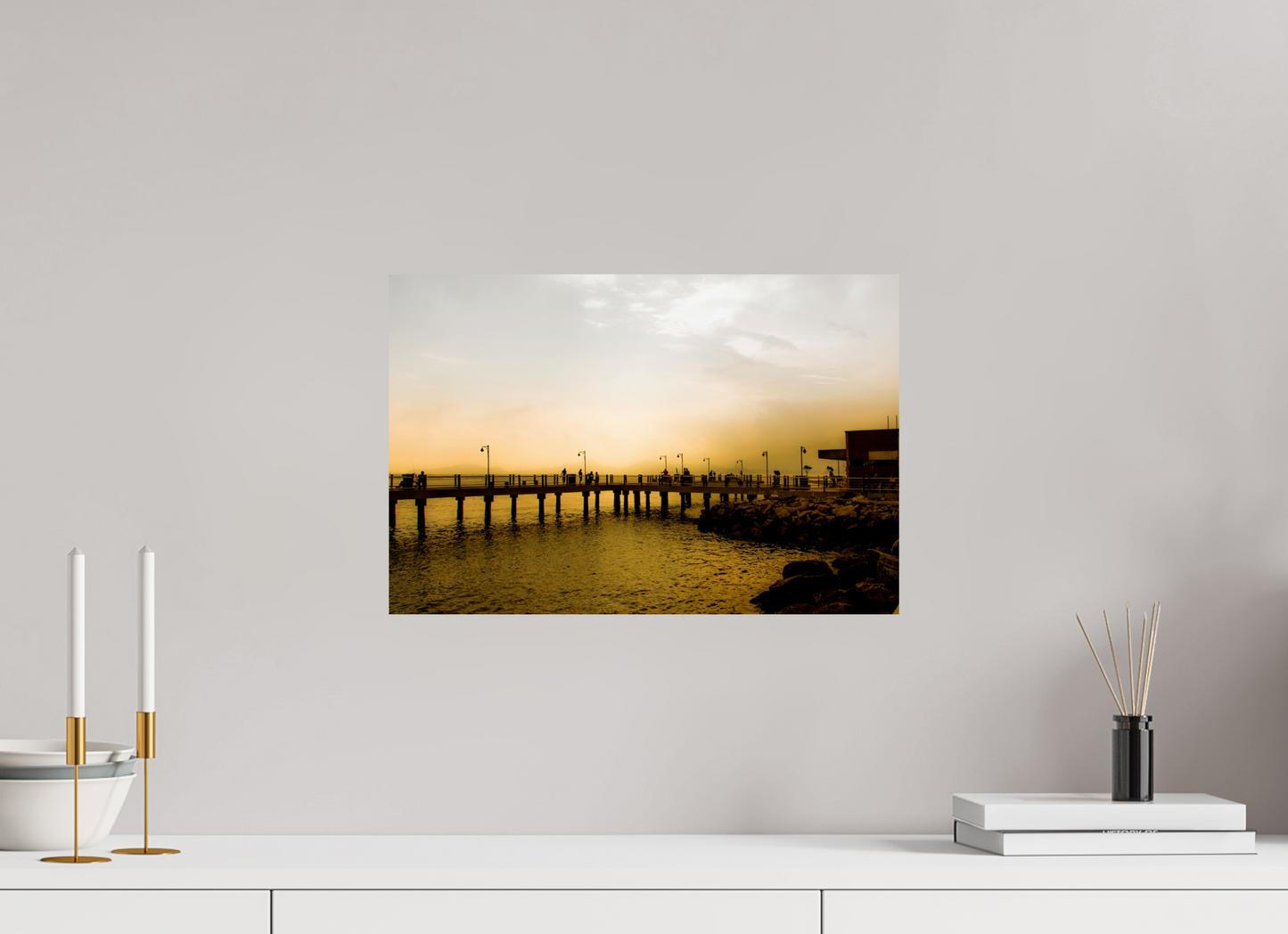 45 x 30 cm, Fine Art Print auf Alu-Dibond ohne Aufhang Deck do Pescador - Santos - SP