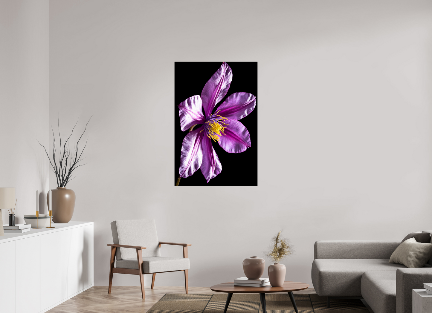 80 x 120 cm, ChromaLuxe HD Metal Print Clematis-05