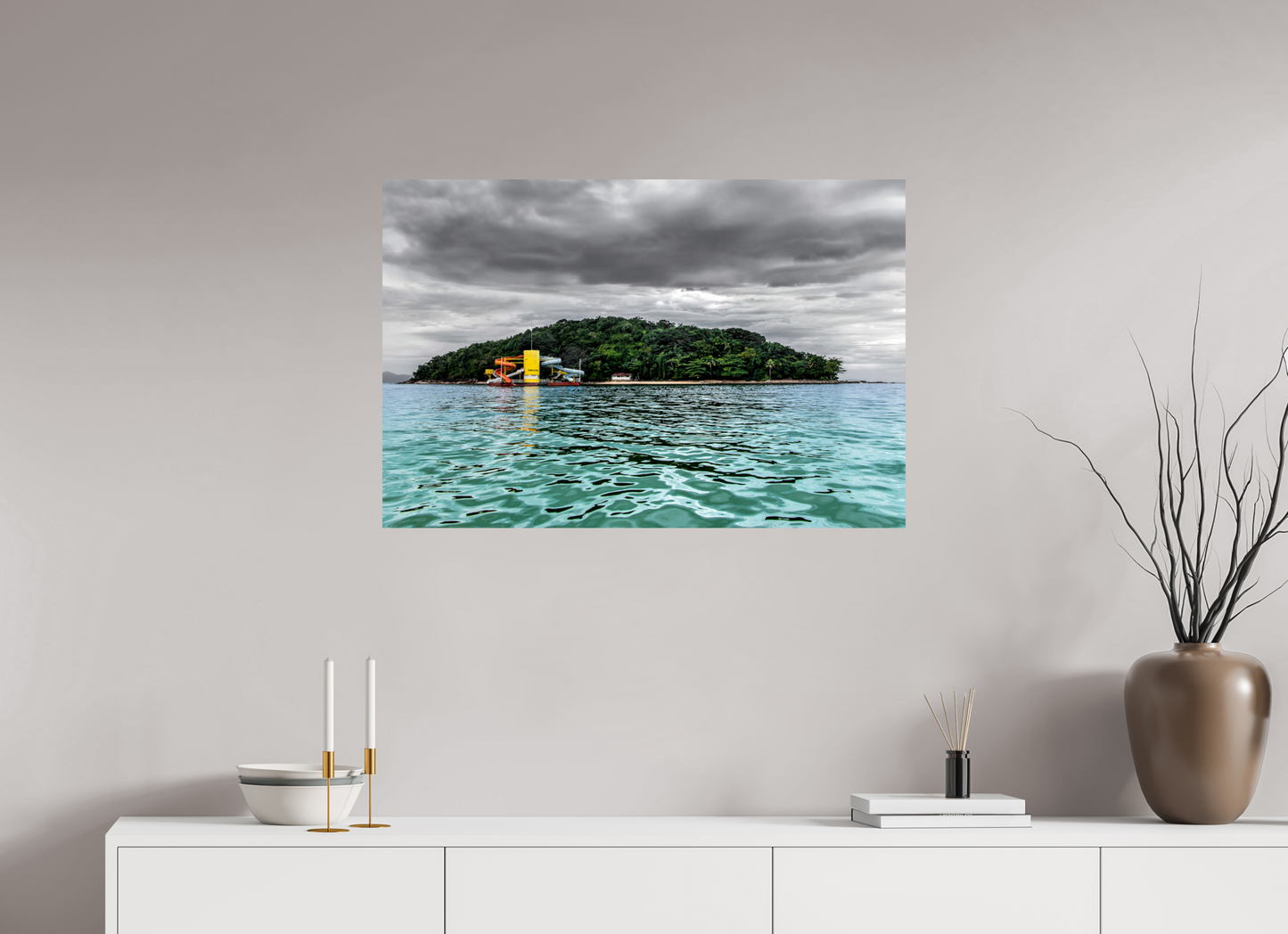 90 x 60 cm, Fine Art Print auf Alu-Dibond ohne Aufhang lha de Maranduba - Ubatuba - SP