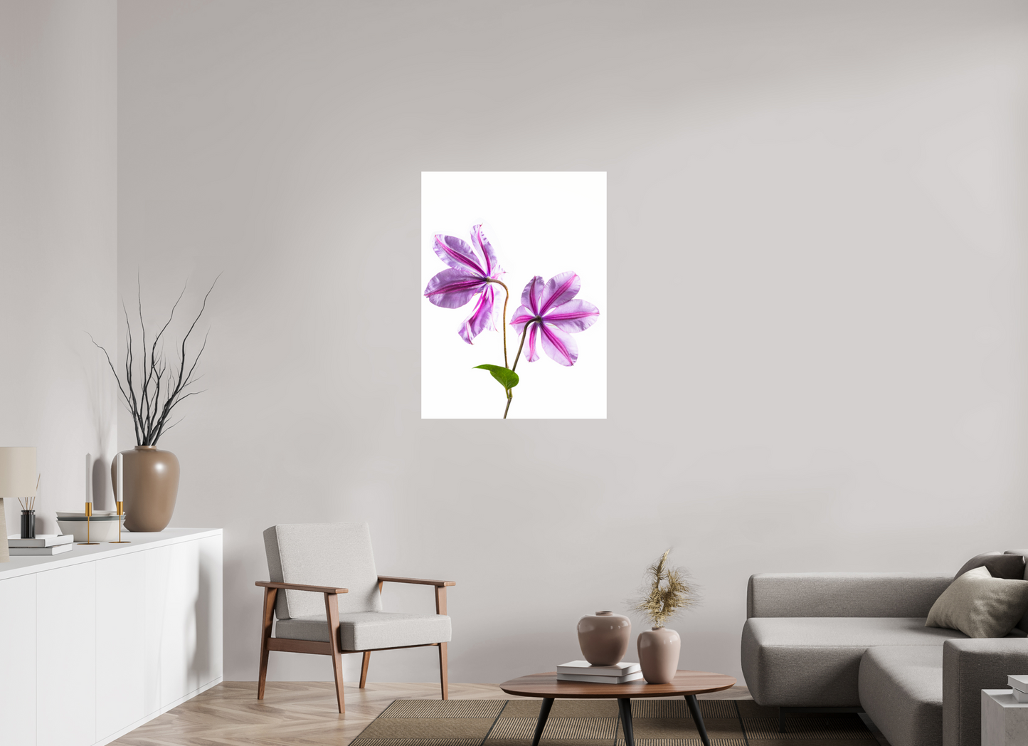 75 x 100 cm, Glänzender Foto-Abzug Acrylglas Clematis-01