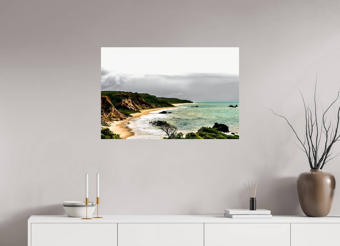 90 x 60 cm, Fine Art Print auf Alu-Dibond ohne Aufhang Praia Da Arapuca - Conde - PB