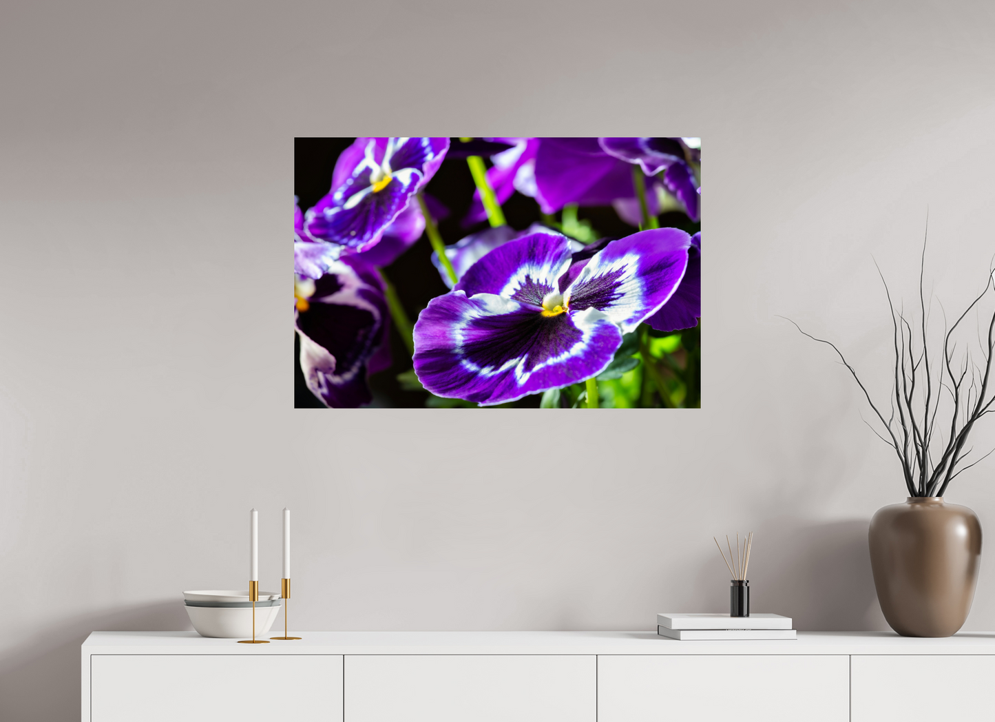 90 x 60 cm, Fine Art Print Baryta auf Alu-Dibond Stiefmuetterchen-02