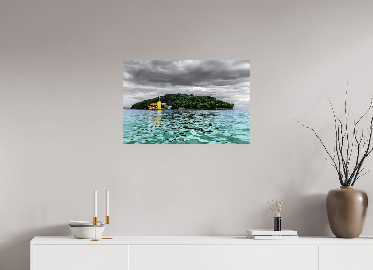75 x 50 cm, Fine Art Print auf Alu-Dibond ohne Aufhang lha de Maranduba - Ubatuba - SP