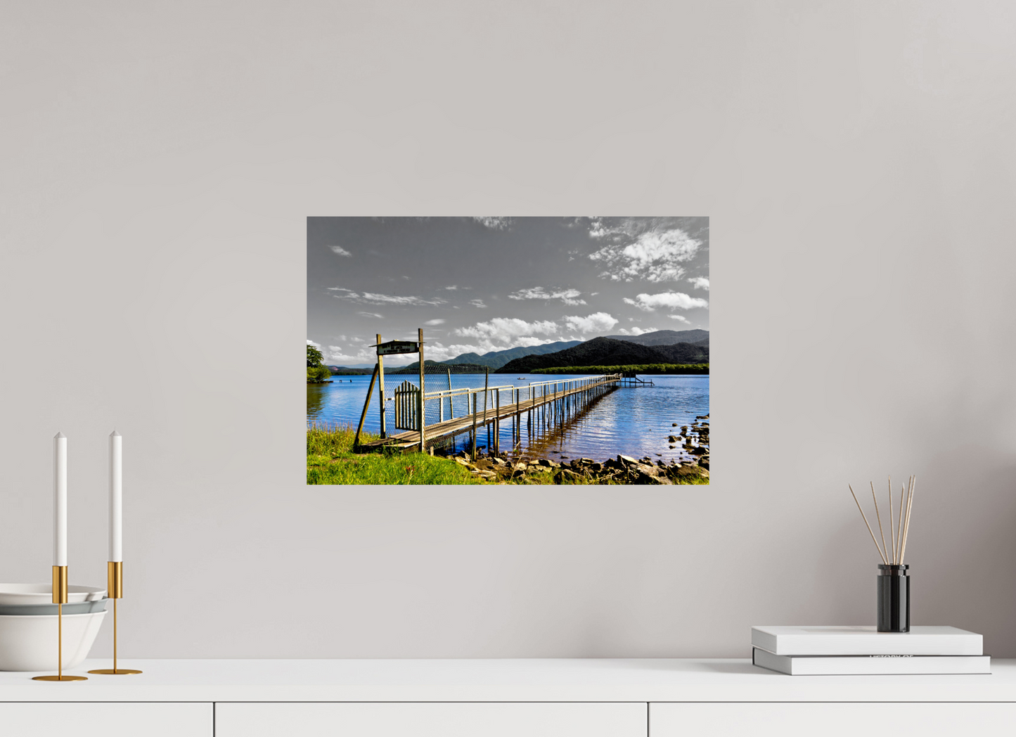 45 x 30 cm, Fine Art Print auf Alu-Dibond ohne Aufhang Canal de Bertioga - Guarujá - SP