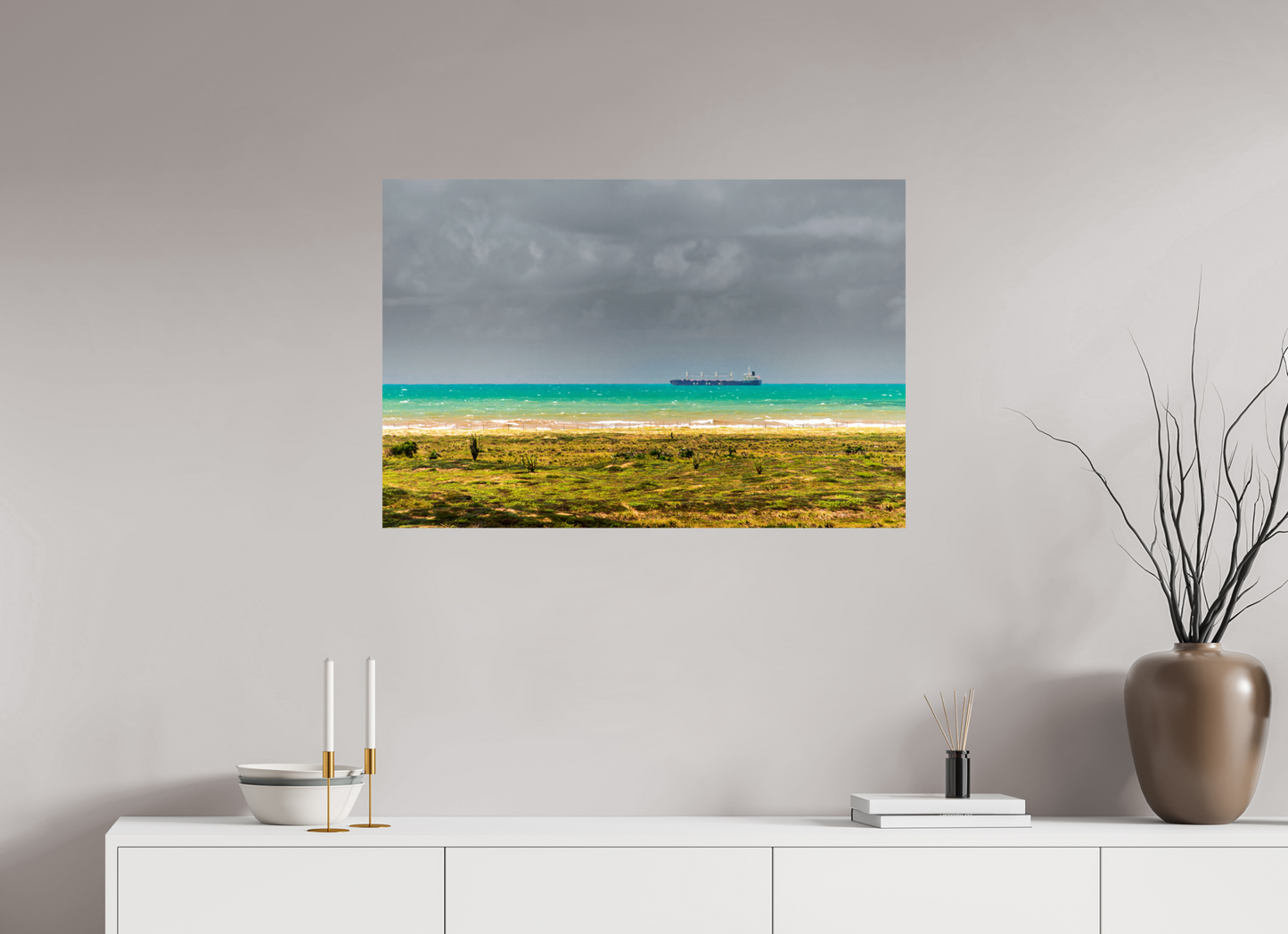 90 x 60 cm, Fine Art Print auf Alu-Dibond ohne Aufhang Barra dos Coqueiros - SE
