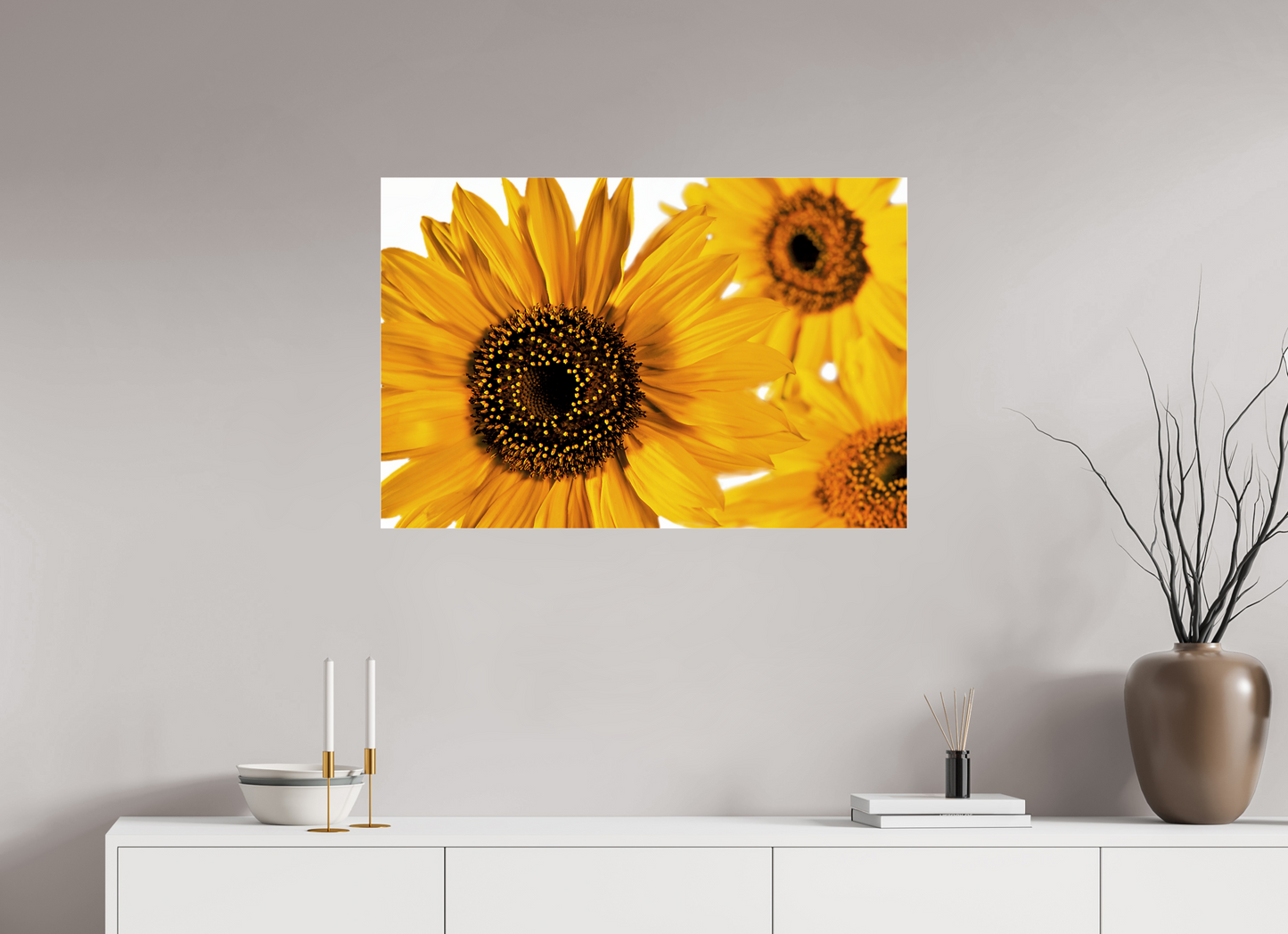 90 x 60 cm, Glänzender Foto-Abzug Acrylglas Sonnenblume