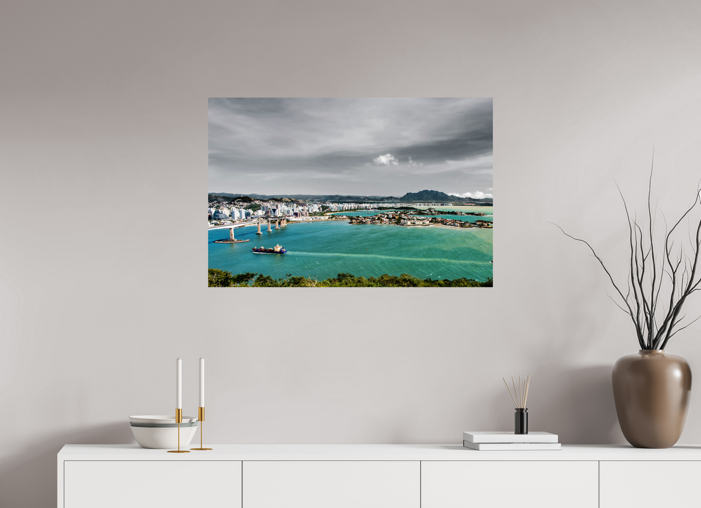 90 x 60 cm, Fine Art Print auf Alu-Dibond ohne Aufhang Morro do Moreno - Vitória - ES