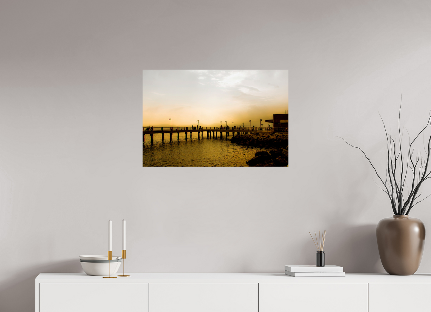 75 x 50 cm, Fine Art Print auf Alu-Dibond ohne Aufhang Deck do Pescador - Santos - SP