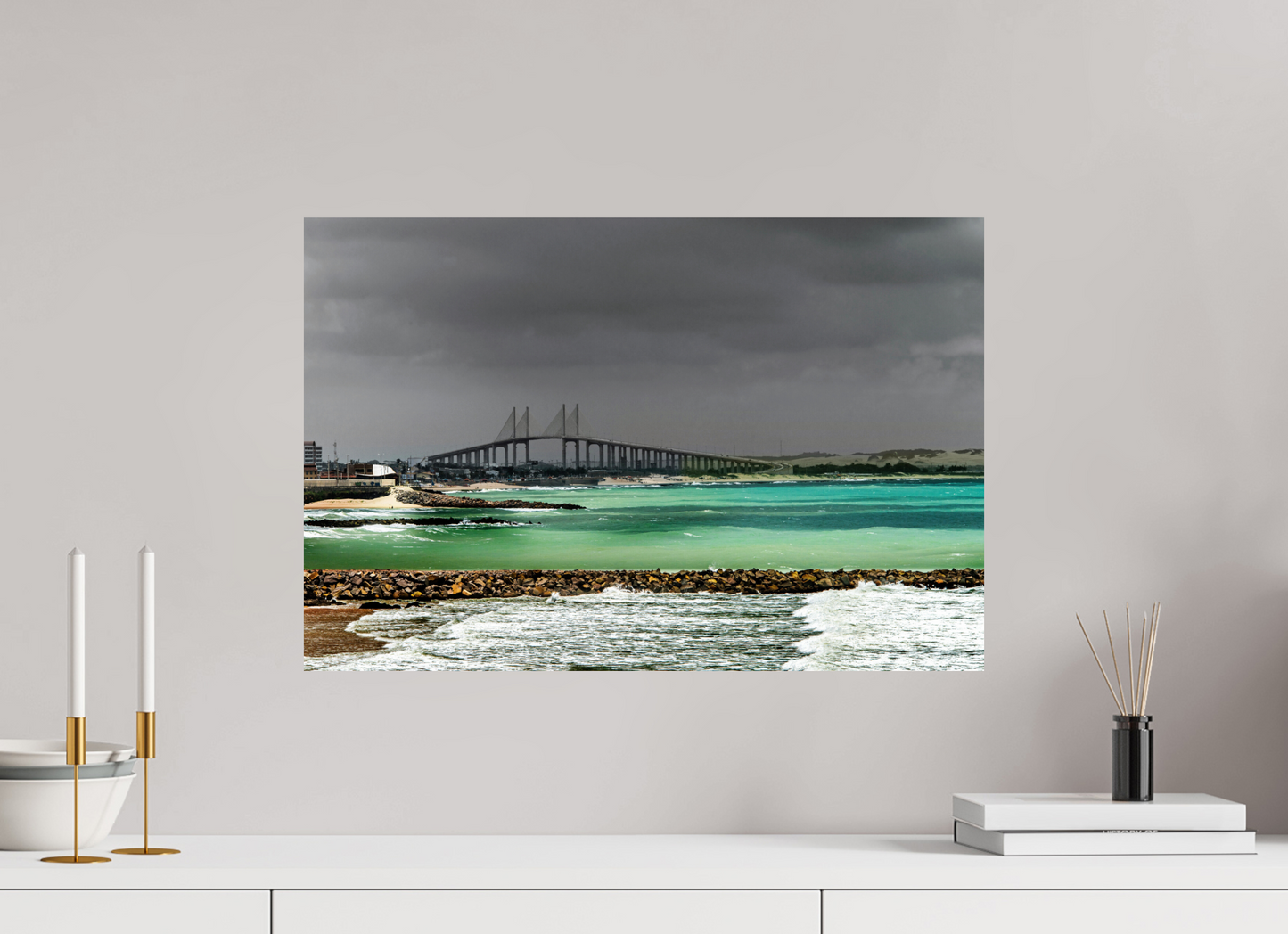 60 x 40 cm, Fine Art Print auf Alu-Dibond ohne Aufhang Praia de Miami - Natal - RN