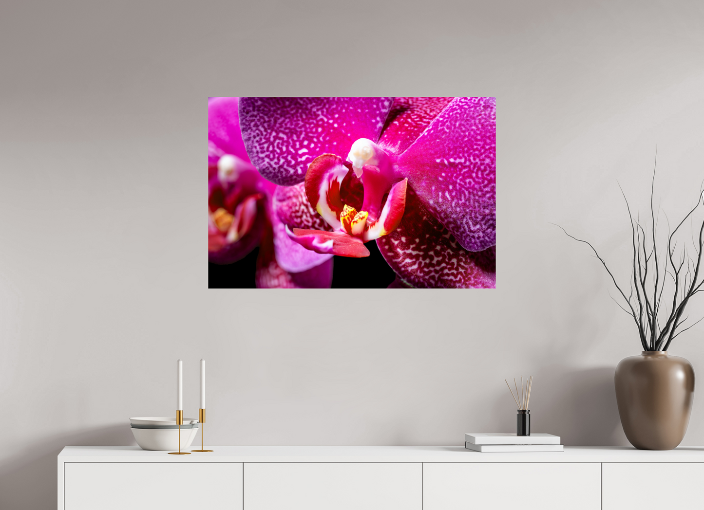90 x 60 cm, Fine Art Print Baryta auf Alu-Dibond DORITAENOPSIS_BURGUNDY_01