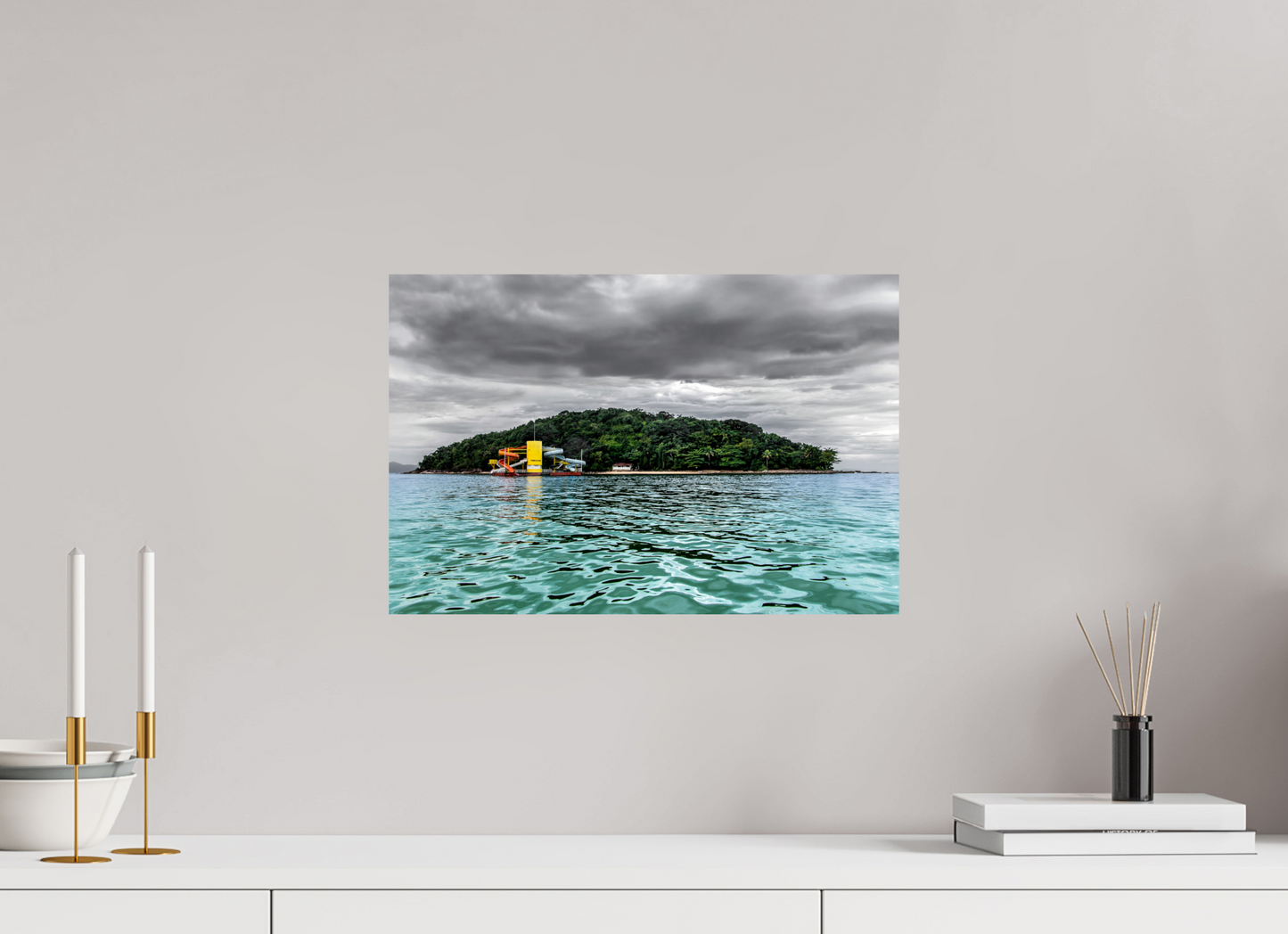 45 x 30 cm, Fine Art Print auf Alu-Dibond ohne Aufhang lha de Maranduba - Ubatuba - SP