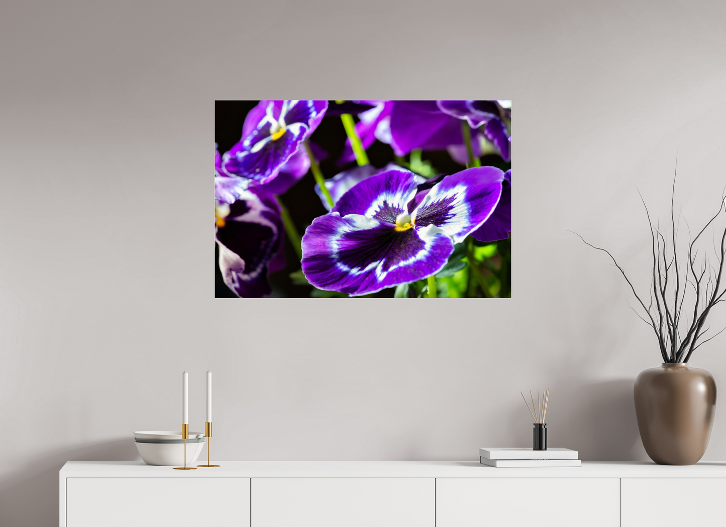 90 x 60 cm, Glänzender Foto-Abzug Acrylglas Stiefmuetterchen-02