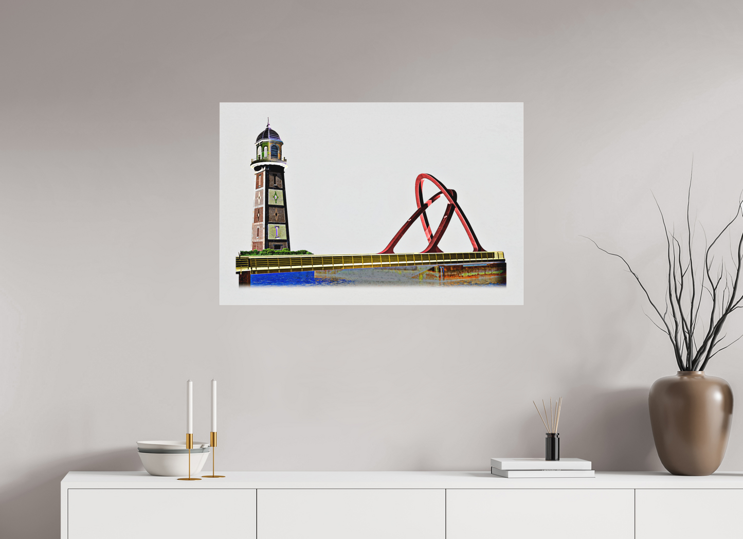 90 x 60 cm, Fine Art Acrylglas Matt New_Bridge_Old_lighthouse