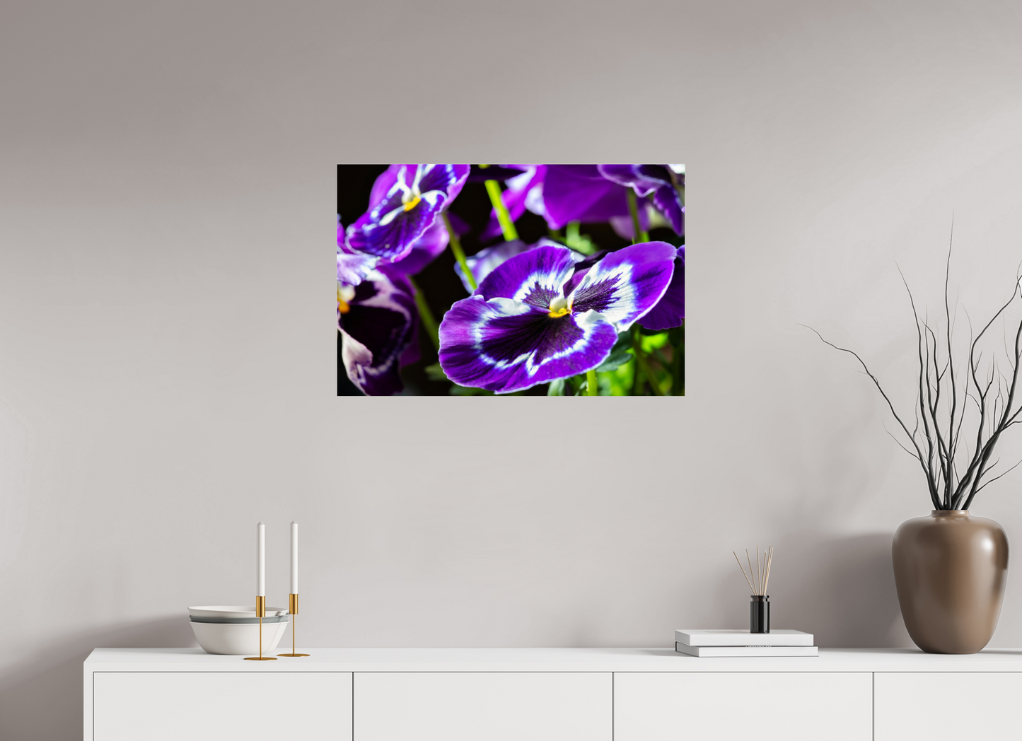 75 x 50 cm, Glänzender Foto-Abzug Acrylglas Stiefmuetterchen-02