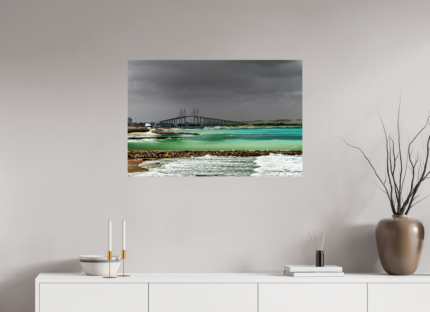 90 x 60 cm, Fine Art Print auf Alu-Dibond ohne Aufhang Praia de Miami - Natal - RN