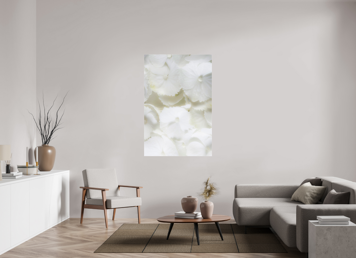100 x 150 cm, Glänzender Foto-Abzug Acrylglas Bauernhortensie