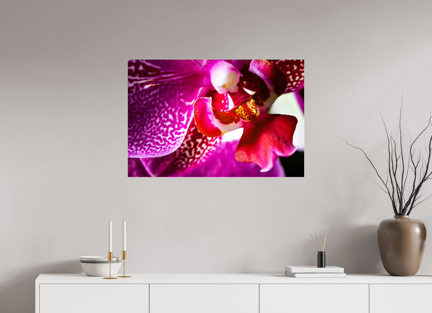 90 x 60 cm, Glänzender Foto-Abzug Acrylglas DORITAENOPSIS_BURGUNDY_02