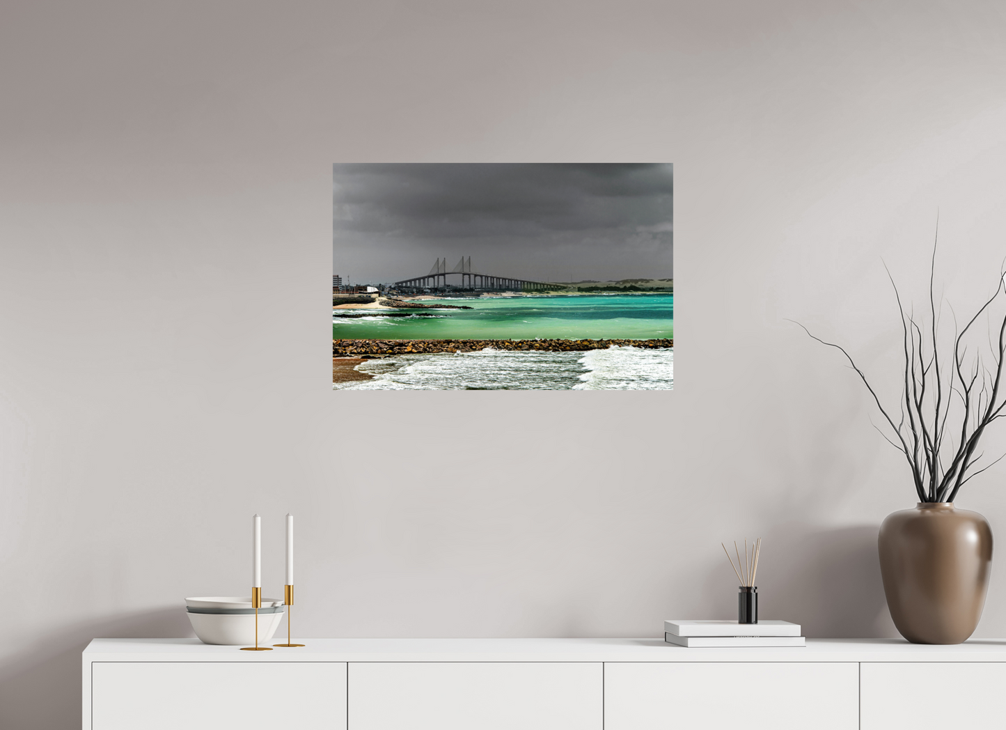 75 x 50 cm, Fine Art Print auf Alu-Dibond ohne Aufhang Praia de Miami - Natal - RN