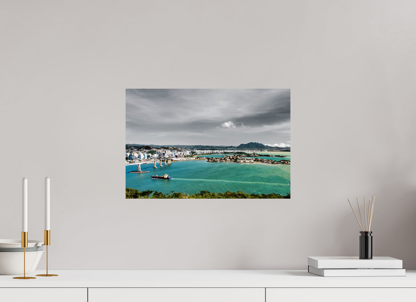 45 x 30 cm, Fine Art Print auf Alu-Dibond ohne Aufhang Morro do Moreno - Vitória - ES