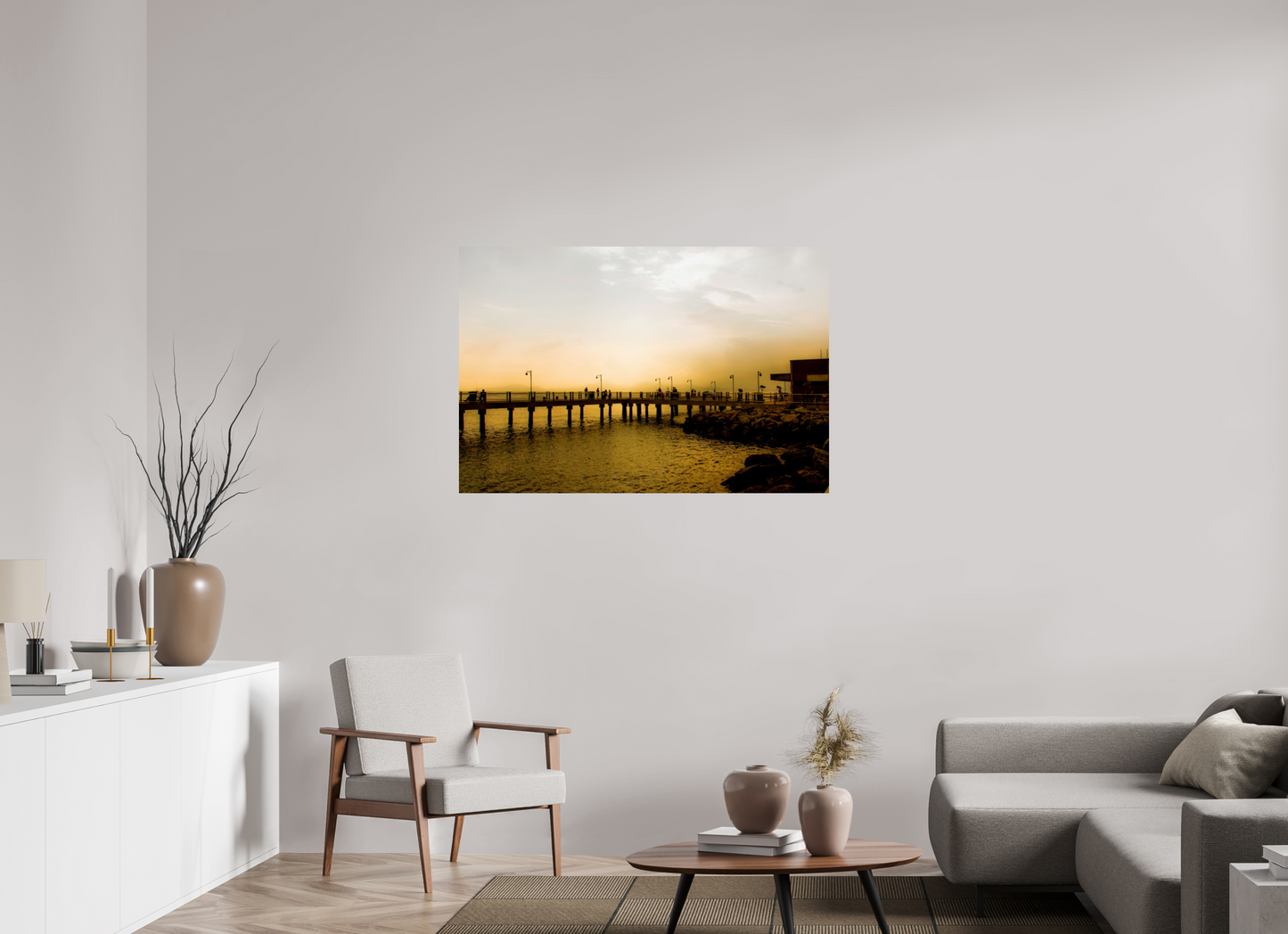 120 x 80 cm, Fine Art Print auf Alu-Dibond ohne Aufhang Deck do Pescador - Santos - SP