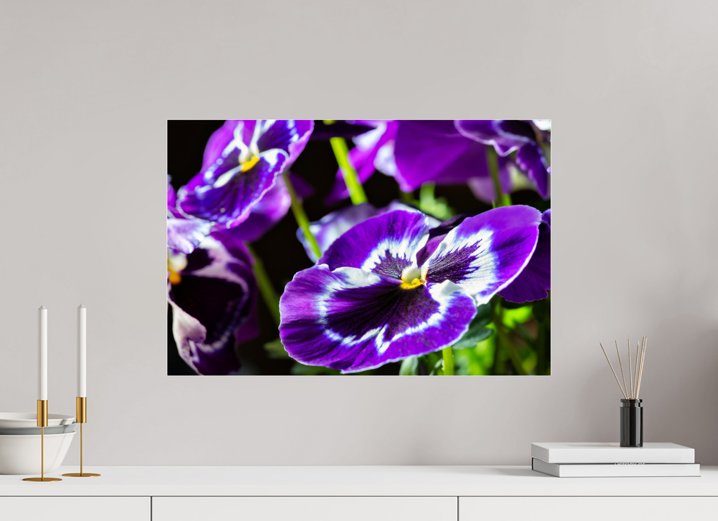 60 x 40 cm, Glänzender Foto-Abzug Acrylglas Stiefmuetterchen-02