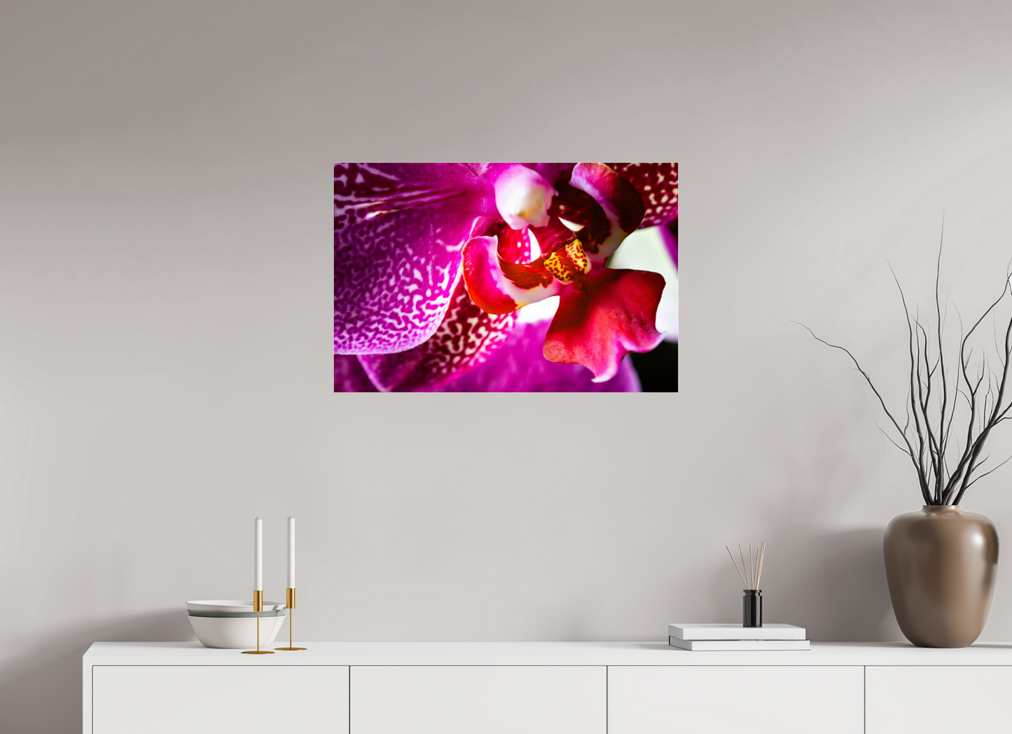 75 x 50 cm, Glänzender Foto-Abzug Acrylglas DORITAENOPSIS_BURGUNDY_02