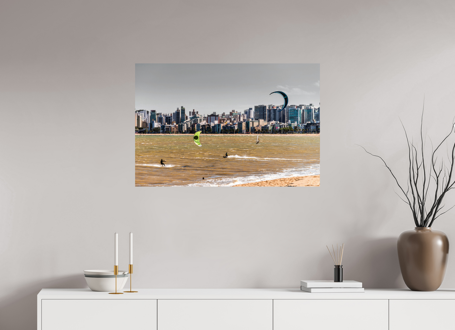 90 x 60 cm, Fine Art Print auf Alu-Dibond ohne Aufhang Praia de Camburi - Vitória - ES