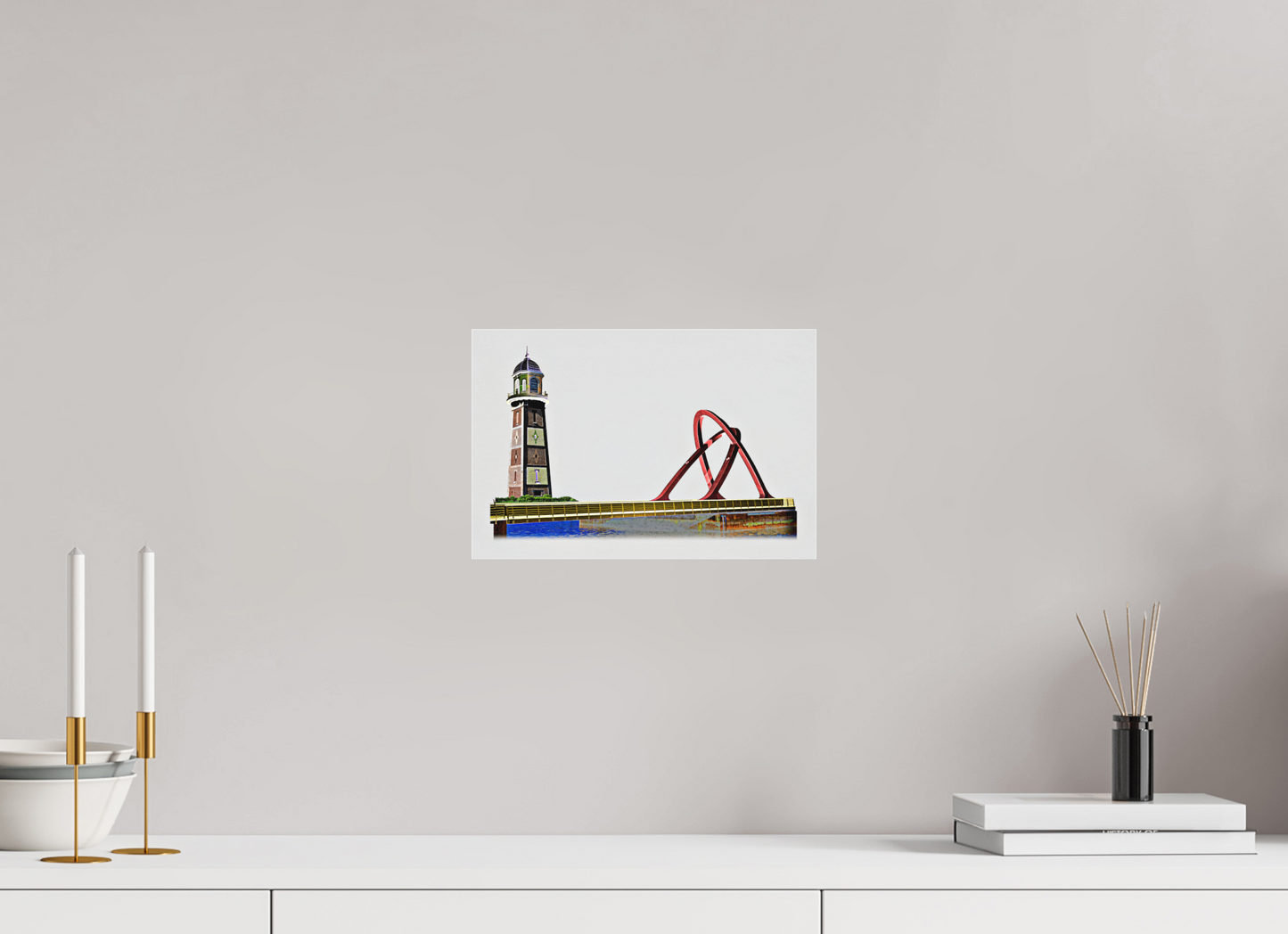 30 x 20 cm, Fine Art Acrylglas Matt New_Bridge_Old_lighthouse