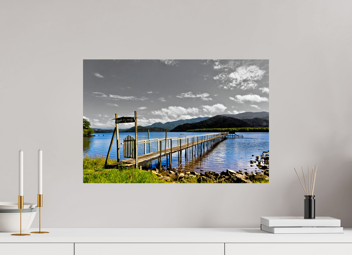 60 x 40 cm, Fine Art Print auf Alu-Dibond ohne Aufhang Canal de Bertioga - Guarujá - SP