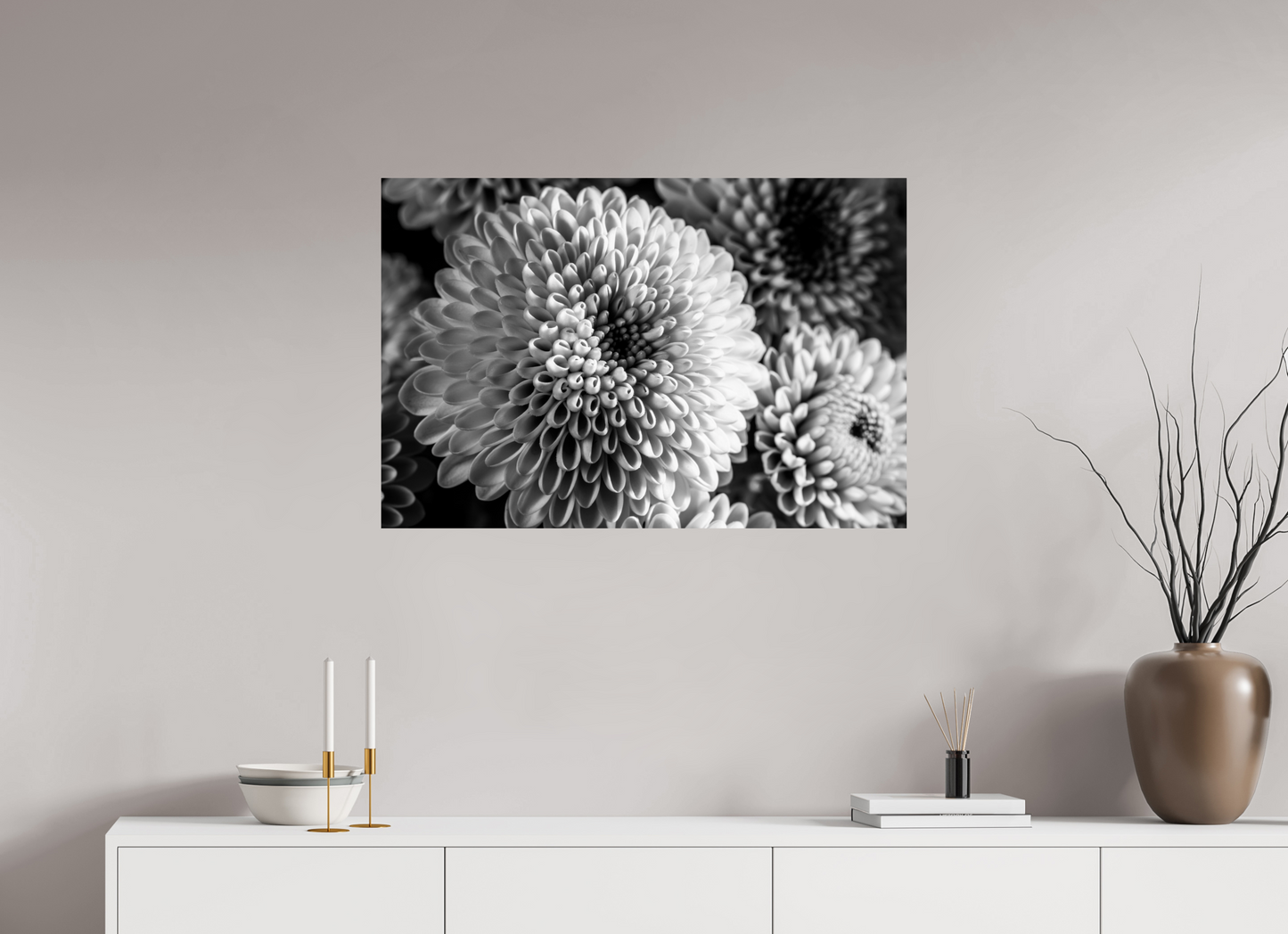 90 x 60 cm, ChromaLuxe HD Metal Print Chrysanthemen-02